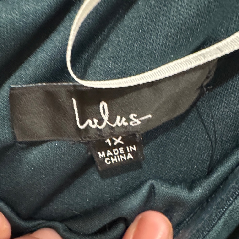 Lulu's Elegant Off-Shoulder Long Sleeve Dress in Dark Green - Picture 2 of 14